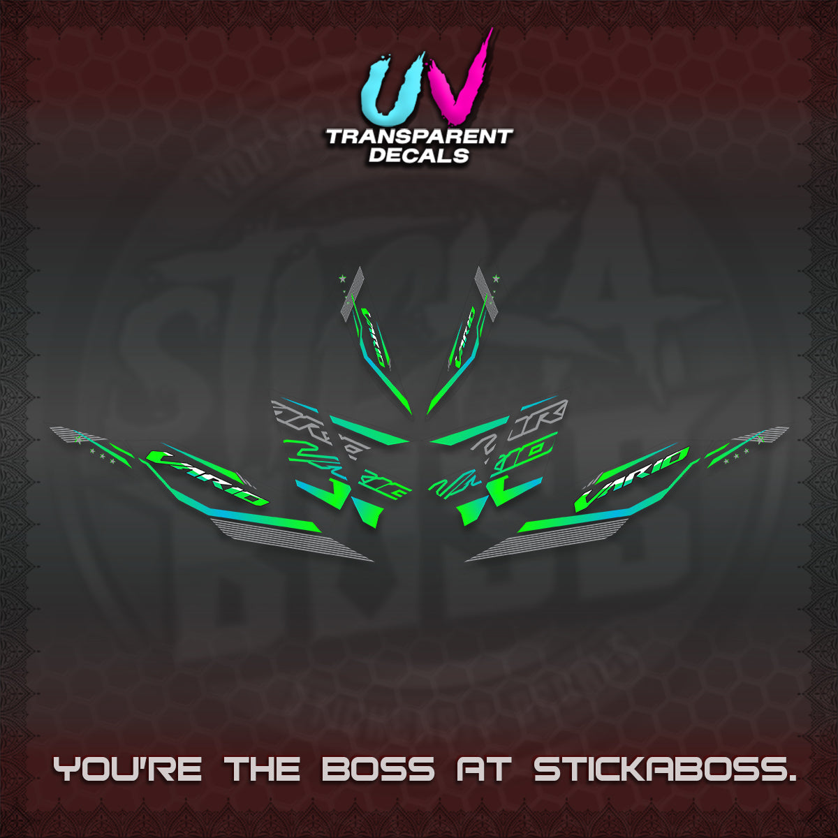 CLICK 125 V4 VARIO UV TRANSPARENT DECALS (2026 WHITE EDITION DESIGN) STICKER KITS By STICKABOSS