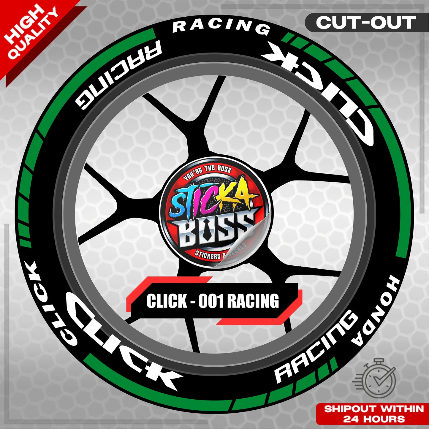 CLICK 125 / 150 / 160 MAGS STICKER SET  ( 2 MAGS ) - 001 RACING | VINYL WATERPROOF CUT-OUT DECALS