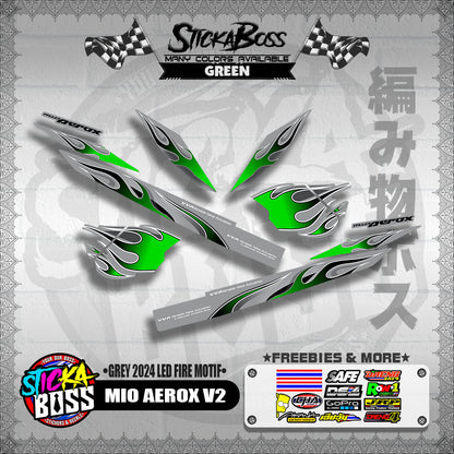 MIO AEROX V2 DECALS ( GREY 2024 LED FIRE MOTIF )【WITH FREEBIES】