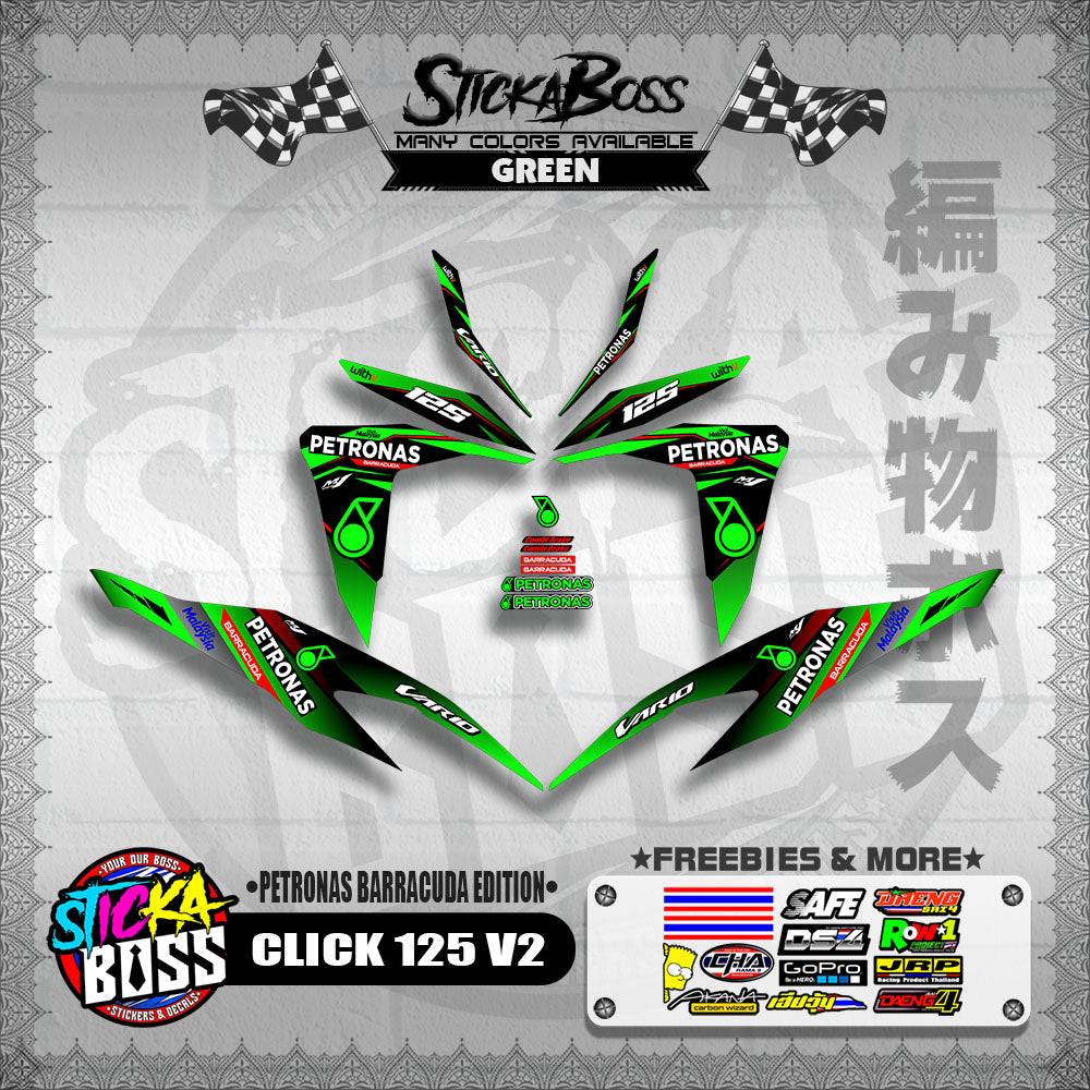 CLICK 125 V2 DECALS ( PETRONAS BARRACUDA EDITION )【WITH FREEBIES】