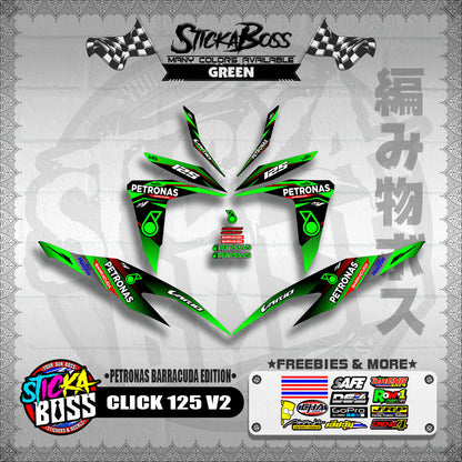 CLICK 125 V2 DECALS ( PETRONAS BARRACUDA EDITION )【WITH FREEBIES】