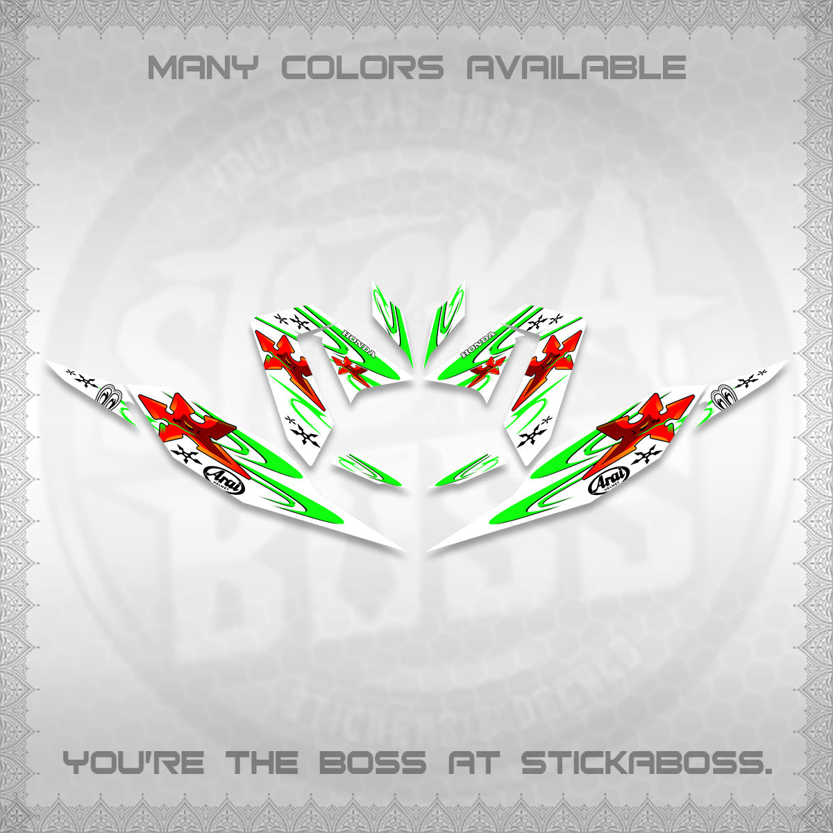CLICK 125 V4 FOR WHITE DECALS (2026 ARAI STAR RACING DESIGN) STICKER DECALS By STICKABOSS