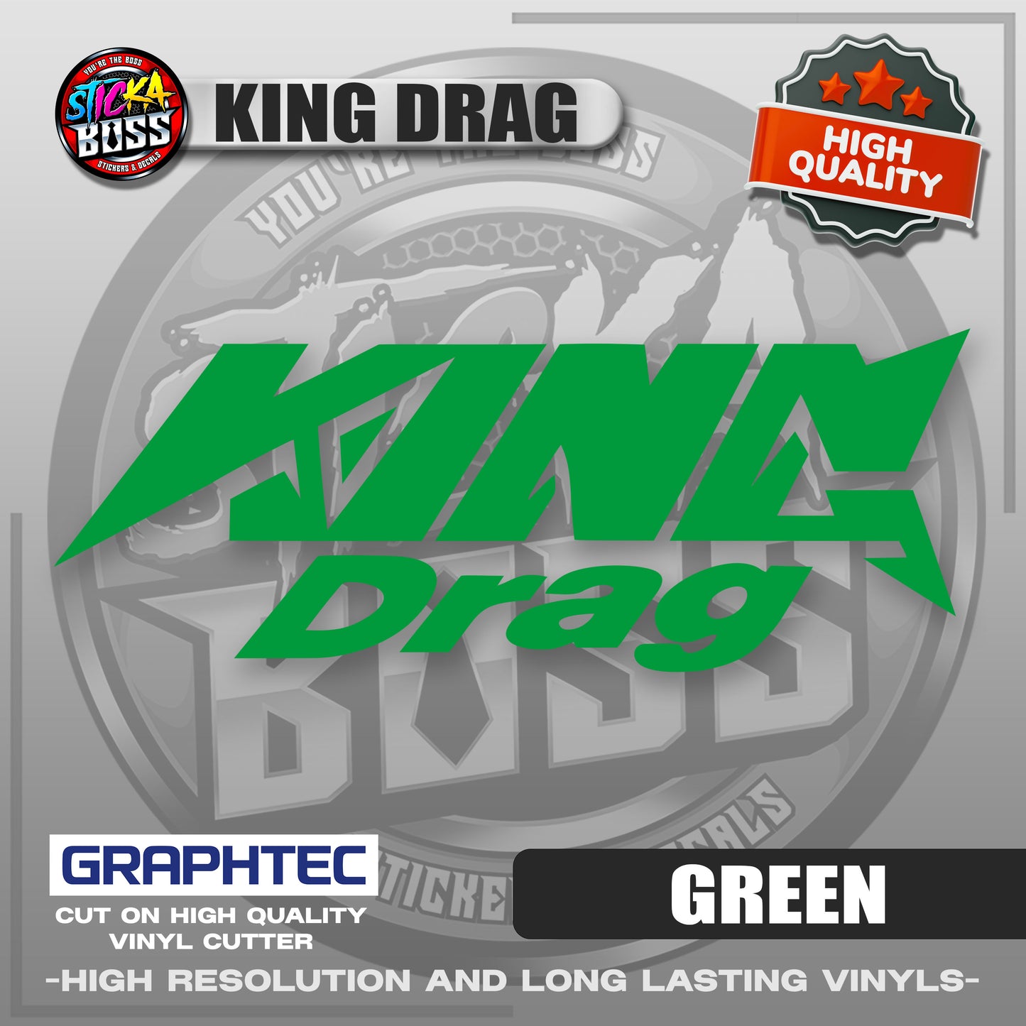 KING DRAG | VINYL WATERPROOF CUT-OUT STICKER DECALS【Stickaboss】