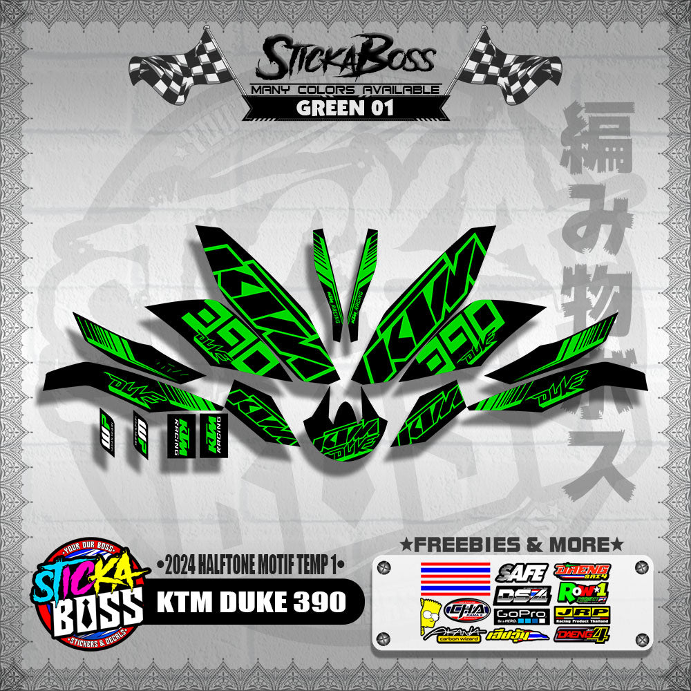 KTM DUKE 390 STICKER DECALS ( 2024 HALFTONE MOTIF TEMP 1 )【WITH FREEBIES】