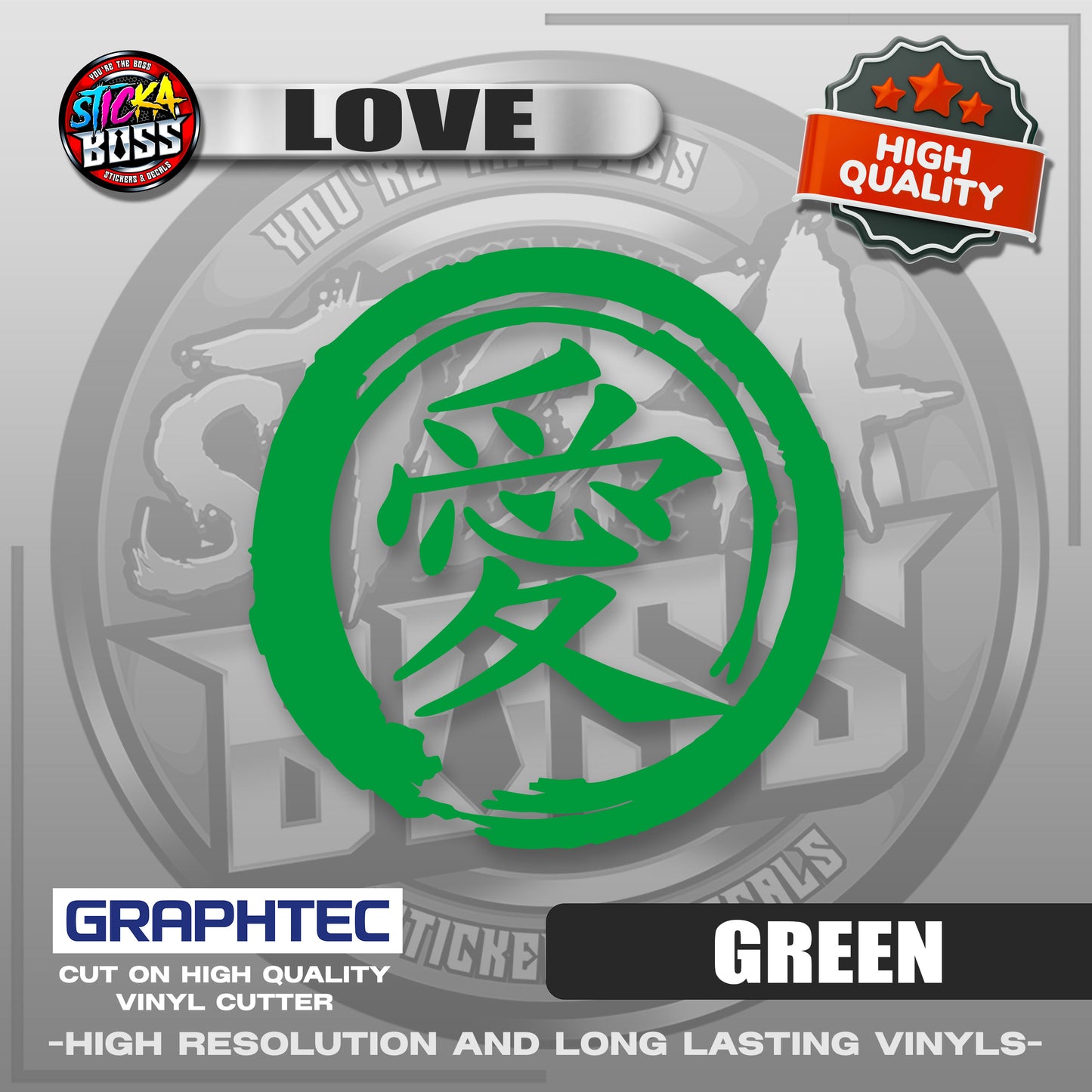 LOVE - JAPANESE KANJI SYMBOL | VINYL WATERPROOF CUT-OUT STICKER DECALS【Stickaboss】
