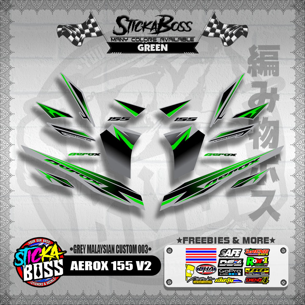 AEROX 155 V2 DECALS ( GREY MALAYSIAN CUSTOM 003 )【WITH FREEBIES】