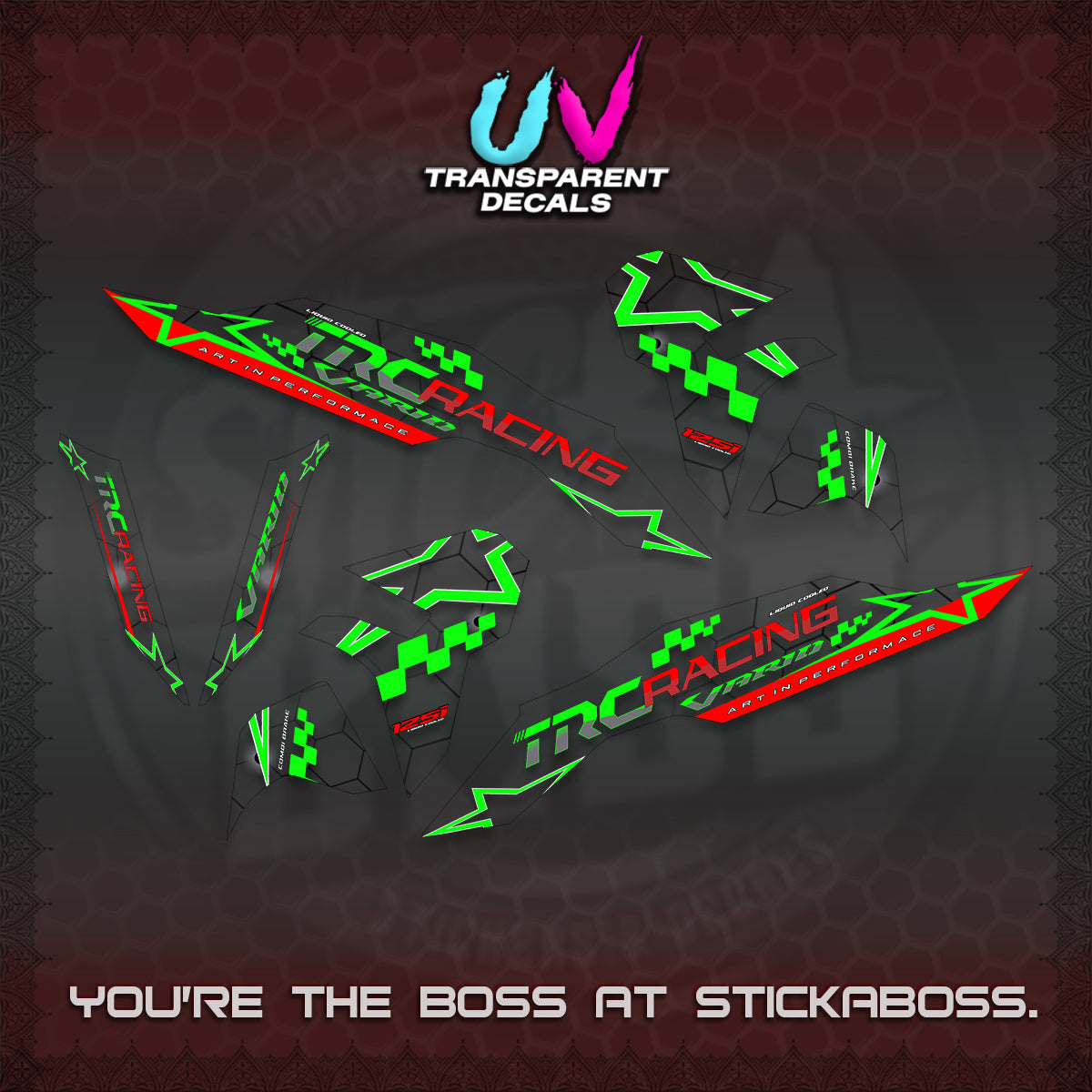 CLICK V3 UV TRANSPARENT DECALS (2026 TRC RACING DESIGN)STICKER DECALS By STICKABOSS