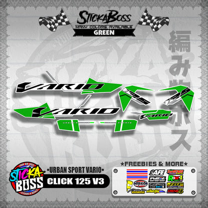 CLICK 125 V3 DECALS ( URBAN SPORT VARIO )【WITH FREEBIES】