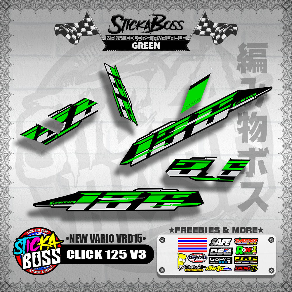 CLICK 125 V3 DECALS ( NEW VARIO VRD15 )[ PREMIUM GLOSSY LAMINATED ]【WITH FREEBIES】