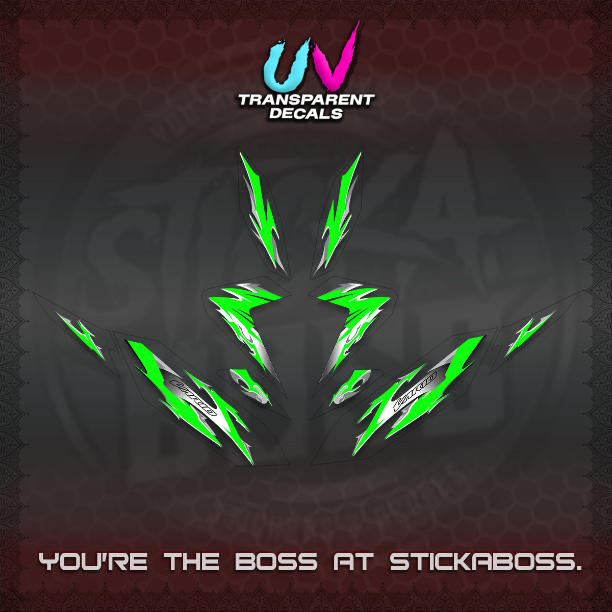 CLICK 125 V4 VARIO UV TRANSPARENT DECALS (2026 MODERN TRIBAL DESIGN) STICKER KITS By STICKABOSS