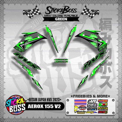 AEROX 155 V2 DECALS ( HITAM JAPAN NVX 2023 )【WITH FREEBIES】