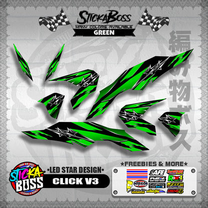 CLICK V3 DECALS ( LED STAR DESIGN )【WITH FREEBIES】