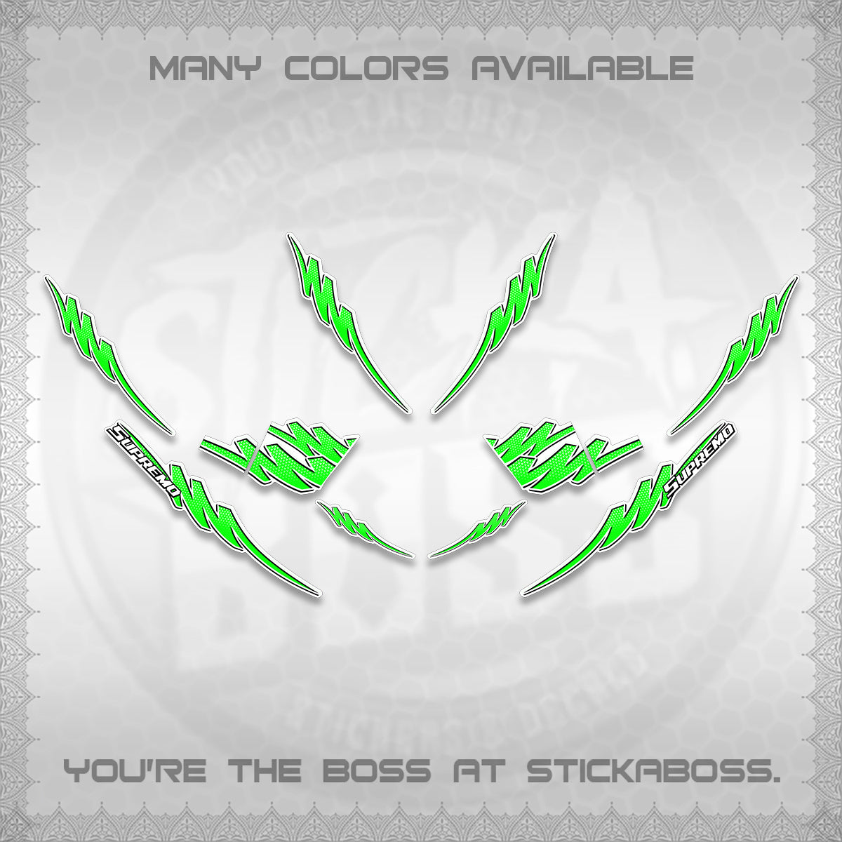 AEROX V2 FOR WHITE STRIPING DECALS (1 TONE PUTRA VIRDIAN)STICKER DECALS BY STICKABOSS