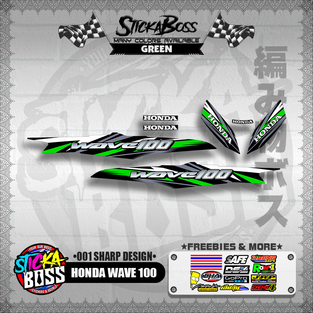 HONDA WAVE 100 DECALS ( 001 SHARP DESIGN )【WITH FREEBIES】