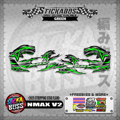 NMAX V2 STICKER DECALS ( 2025 STRIPPING STAR FLAME )【WITH FREEBIES】