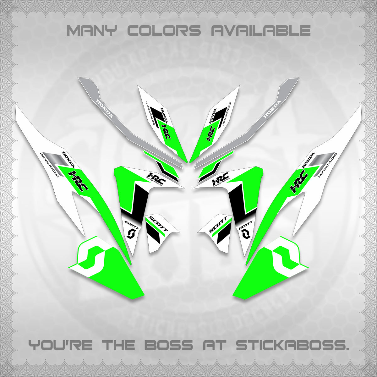 CLICK V2 FOR WHITE DECALS (SCOTTxHRC DESIGN) STICKER KITS By STICKABOSS