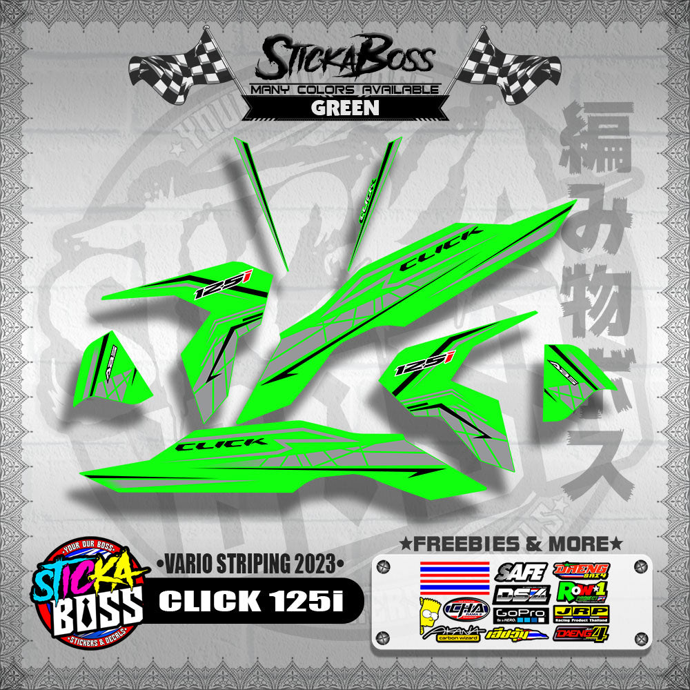 CLICK 125i V3 STOCK DECALS ( VARIO STRIPING 2023 )【WITH FREEBIES】