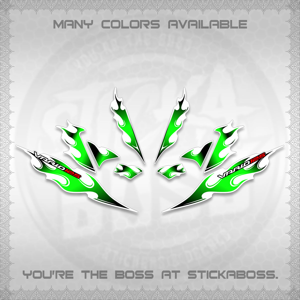 CLICK 125 V4 FOR WHITE VARIO DECALS (2026 MOTIF FLAME 1 TONE)STICKER DECALS By STICKABOSS