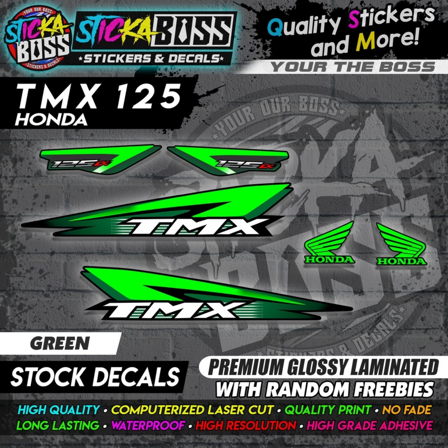 Honda TMX 125 Alpha (Stock Decals)【PREMIUM GLOSSY LAMINATED】