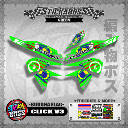 CLICK V3 MALAYSIAN STICKER DECALS ( BUDDHA FLAG )【WITH FREEBIES】