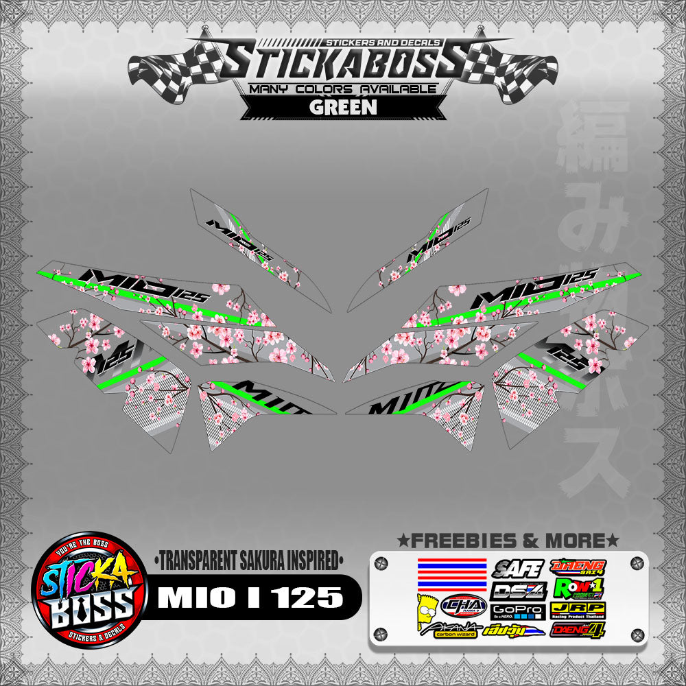 【PREMIUM UV PRINT】TRANSPARENT MIO I 125 STICKER DECALS ( SAKURA INSPIRED )【WITH FREEBIES】