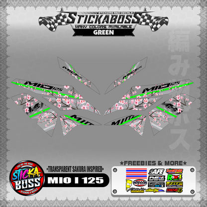 【PREMIUM UV PRINT】TRANSPARENT MIO I 125 STICKER DECALS ( SAKURA INSPIRED )【WITH FREEBIES】