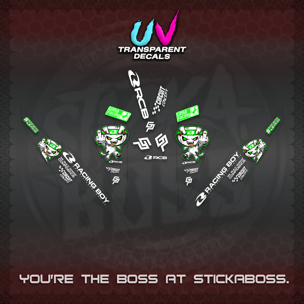 CLICK V2 UV TRANSPARENT DECALS (2026 RACE ZOMBIE DESIGN)STICKER DECALS By STICKABOSS