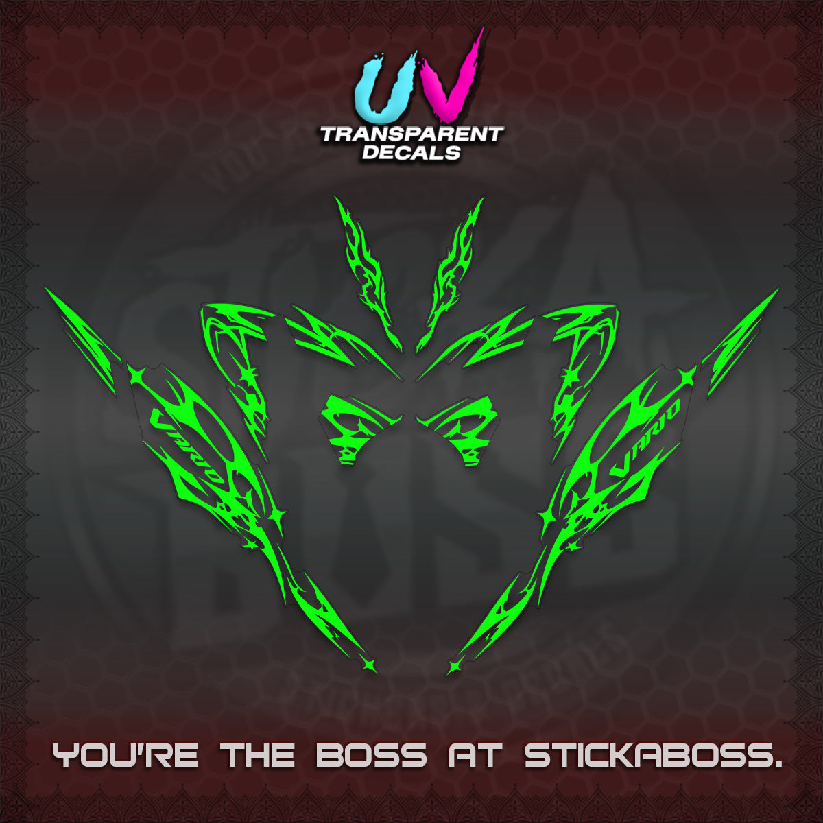 CLICK 125 V4 VARIO UV TRANSPARENT DECALS (2026 TRIBAL LIGHTNING DESIGN) STICKER KITS BY STICKABOSS