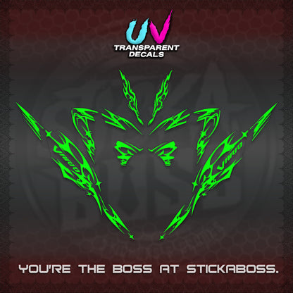 CLICK 125 V4 VARIO UV TRANSPARENT DECALS (2026 TRIBAL LIGHTNING DESIGN) STICKER KITS BY STICKABOSS