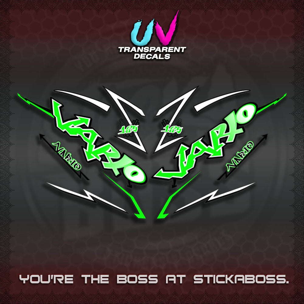CLICK V3 UV TRANSPARENT INDO VARIO DECALS (STRIPPING GRAFITY MOTIF)STICKER DECALS By STICKABOSS