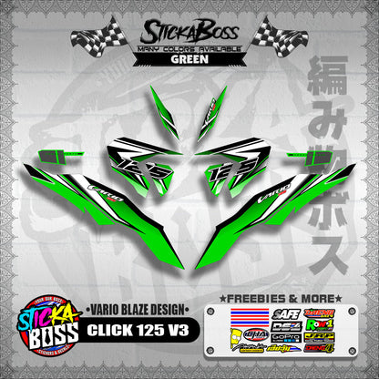 CLICK 125 V3 DECALS ( VARIO BLAZE DESIGN )【WITH FREEBIES】