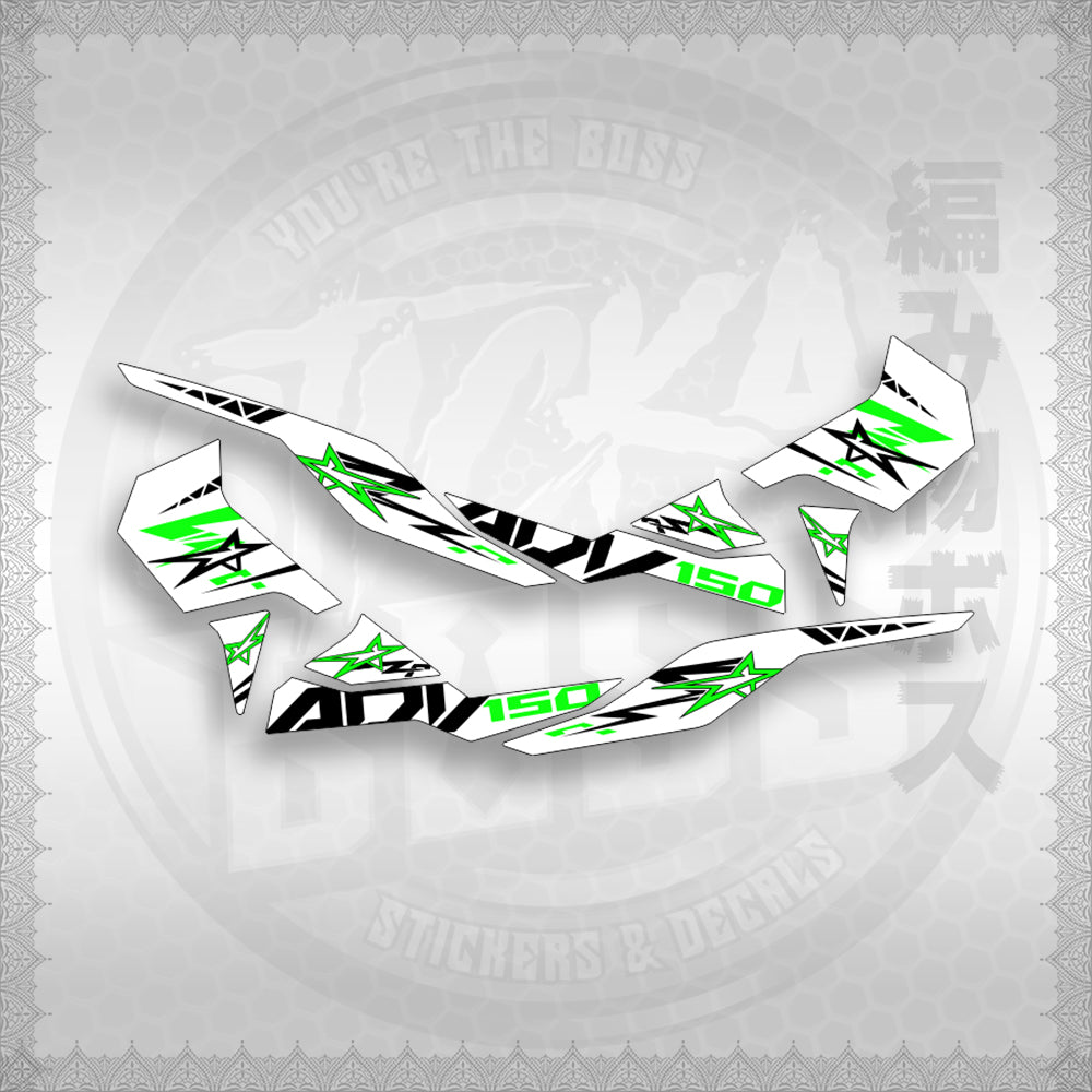 STICKER DECALS for ADV 150 (A150ALxOMINFOWH) By STICKABOSS (SOFIE LAMINATED WATERPROOF)