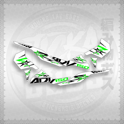 STICKER DECALS for ADV 150 (A150ALxOMINFOWH) By STICKABOSS (SOFIE LAMINATED WATERPROOF)