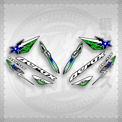 AEROX 155 V1 CUSTOM DESIGN ( ARAI NINJA BLADES ) STICKER DECALS By STICKABOSS