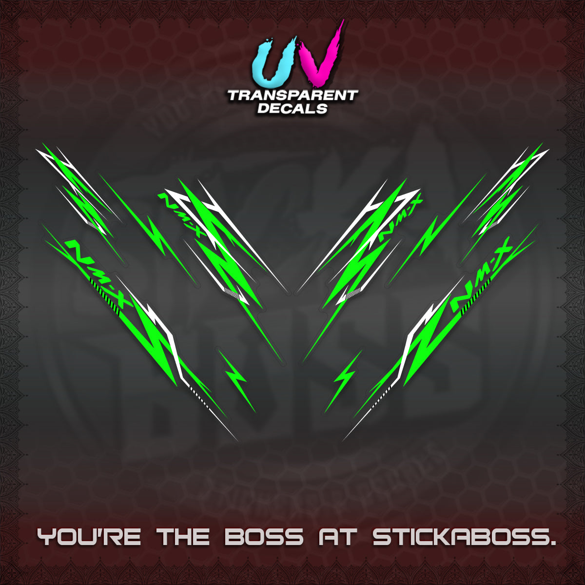 NMAX V2 UV TRANSPARENT DECALS (2024 NM A8 STYLE) STICKER DECALS By STICKABOSS