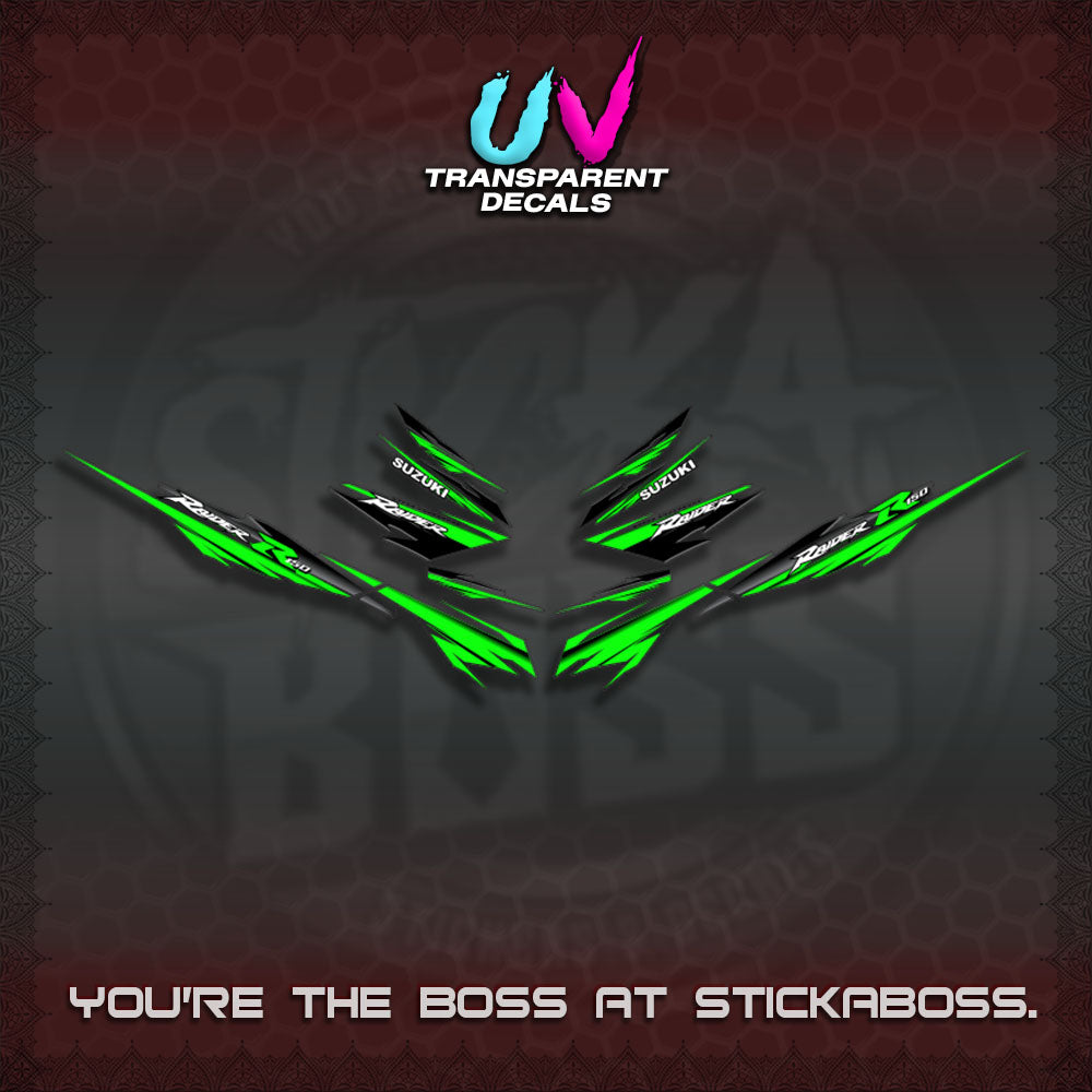 【PREMIUM UV PRINT】TRANSPARENT RAIDER 150 FI SATRIA  DECALS (MINIMALIST 0016 DESIGN)By STICKABOSS