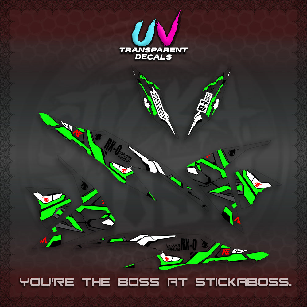 CLICK V2 UV TRANSPARENT VARIO DECALS (RX-O UNICORN GD)STICKER DECALS By STICKABOSS