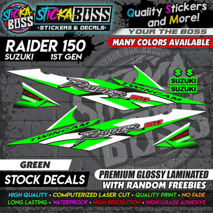 Suzuki Raider 150 1st Gen Decals (Stock Design) [ASSORTED COLORS]【PREMIUM GLOSSY LAMINATED】