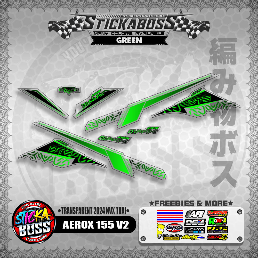 TRANSPARENT AEROX 155 V2 STICKER DECALS ( TRANSPARENT 2024 NVX THAI )【WITH FREEBIES】