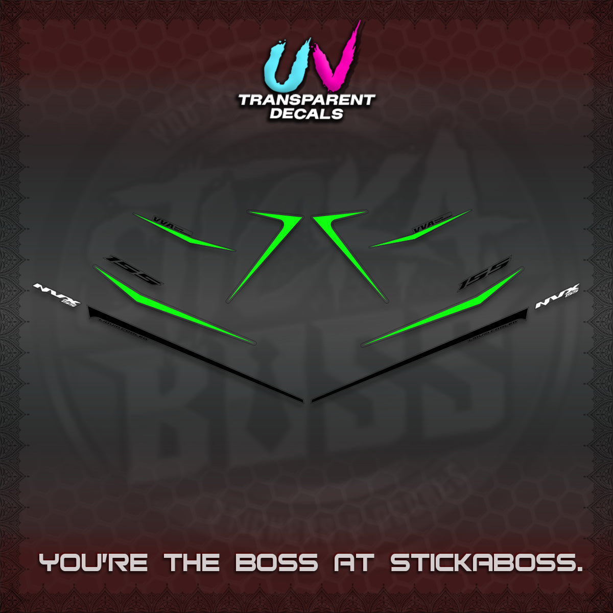 AEROX 155 V2 UV TRANSPARENT DECALS (2026 NVX MINIMALIST 01) STICKER KITS BY STICKABOSS