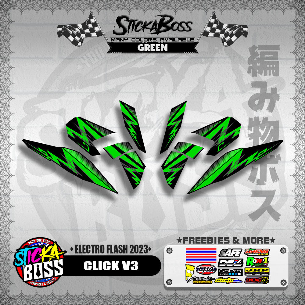 CLICK V3 DECALS ( ELECTRO FLASH 2023 ) [ PREMIUM GLOSSY LAMINATED ]【WITH FREEBIES】