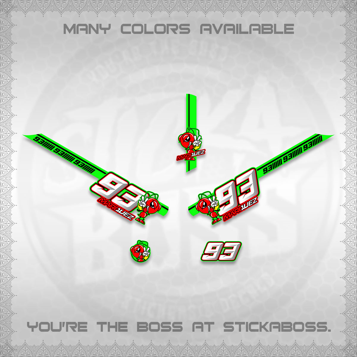GIORNO 125 DECALS (MARQUEZ 93 DESIGN) STICKER DECALS BY STICKABOSS
