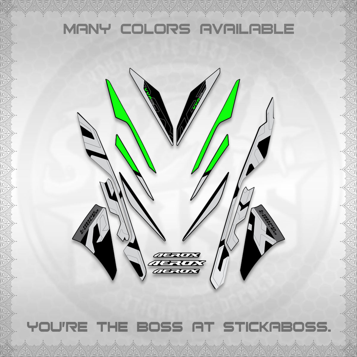 AEROX V3 ALPHA TURBO STOCK DECALS (STOCK DESIGN 2026)STICKER DECALS By STICKABOSS