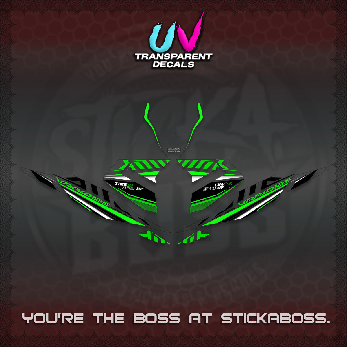 CLICK 125 V4 VARIO UV TRANSPARENT DECALS (2026 VR0007 DESIGN) STICKER KITS By STICKABOSS