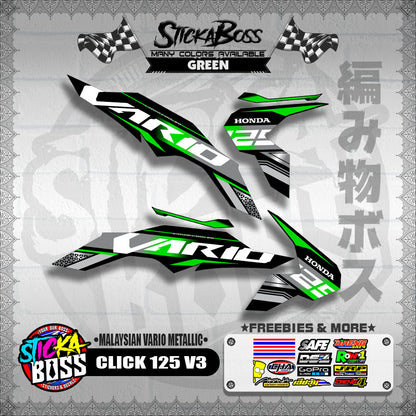 CLICK 125 V3 DECALS ( MALAYSIAN VARIO METALLIC )【WITH FREEBIES】