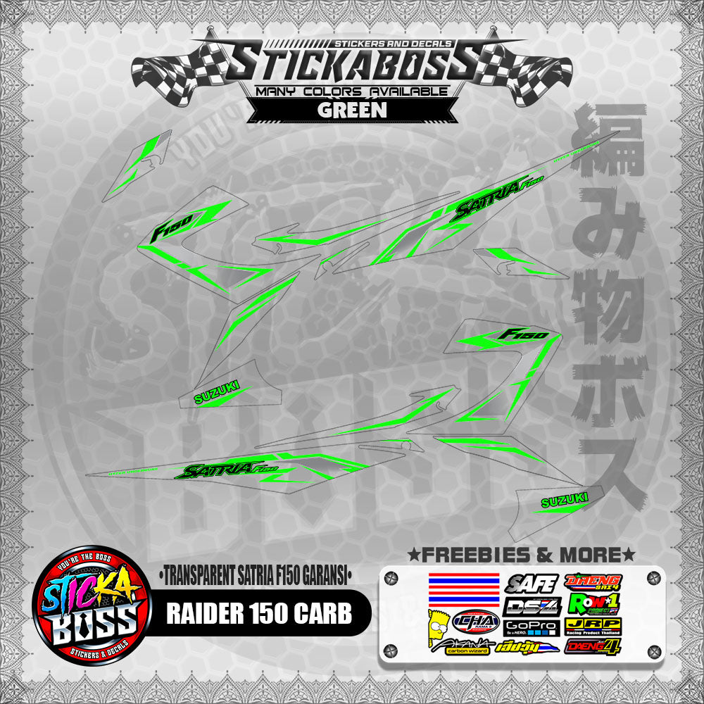 【PREMIUM UV PRINT】TRANSPARENT RAIDER 150 CARB DECALS ( SATRIA F150 GARANSI )【WITH FREEBIES】