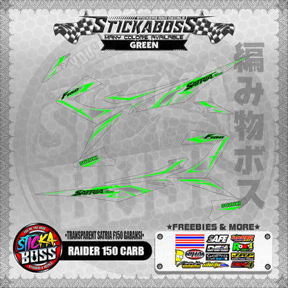 【PREMIUM UV PRINT】TRANSPARENT RAIDER 150 CARB DECALS ( SATRIA F150 GARANSI )【WITH FREEBIES】