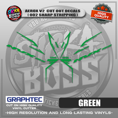 AEROX V2 CUT OUT DECALS ( 002 SHARP STRIPPING ) | VINYL WATERPROOF CUT-OUT STICKER DECALS