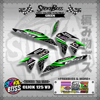 CLICK 125 V3 THAILAND DECALS ( THUNDER THAI VARIO )【WITH FREEBIES】