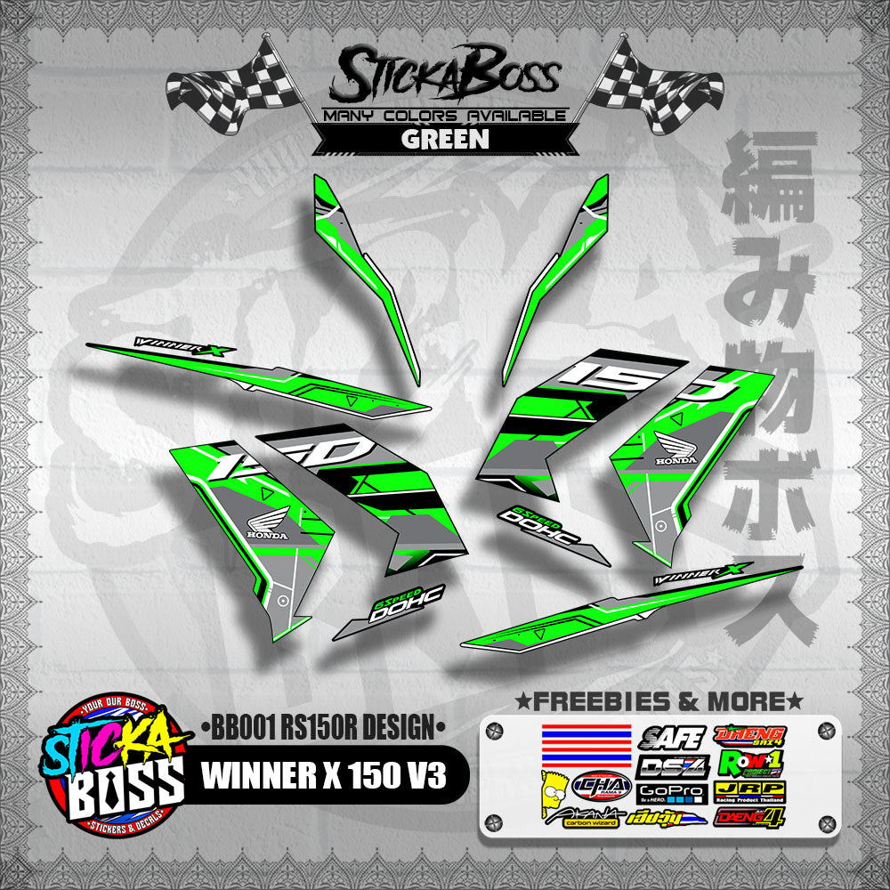 WINNER X 150 V3 DECALS ( BB001 RS150R DESIGN )【WITH FREEBIES】